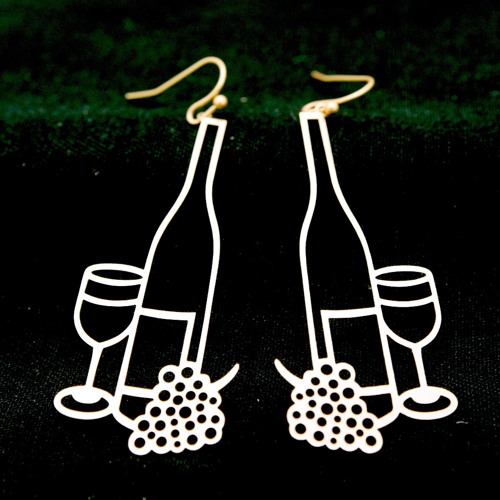 Wine Glass And Grape Earrings